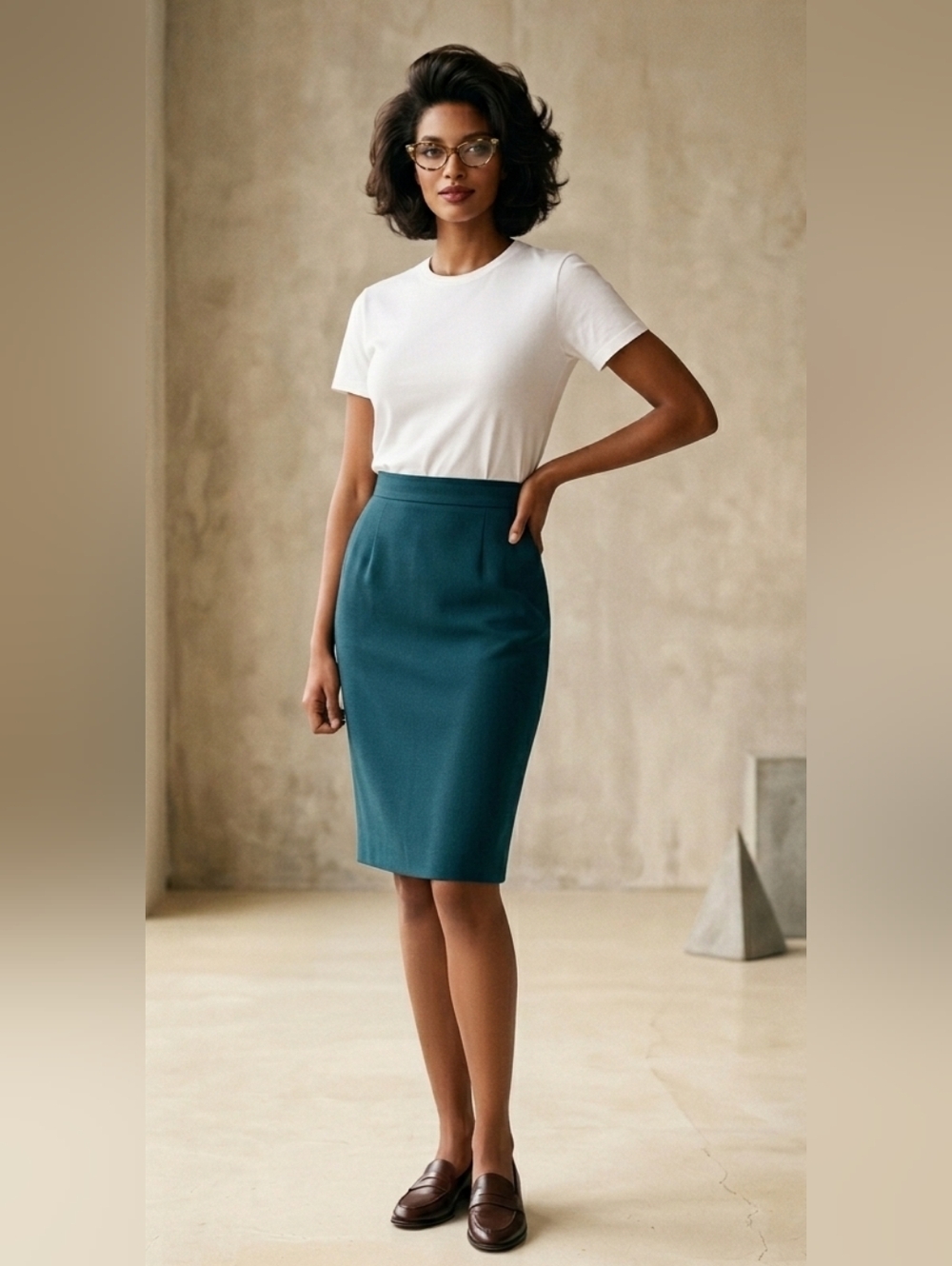 Vintage Archival KL Karl Lagerfeld Italian Wool Skirt Teal Sz 8  Fits like 2/4